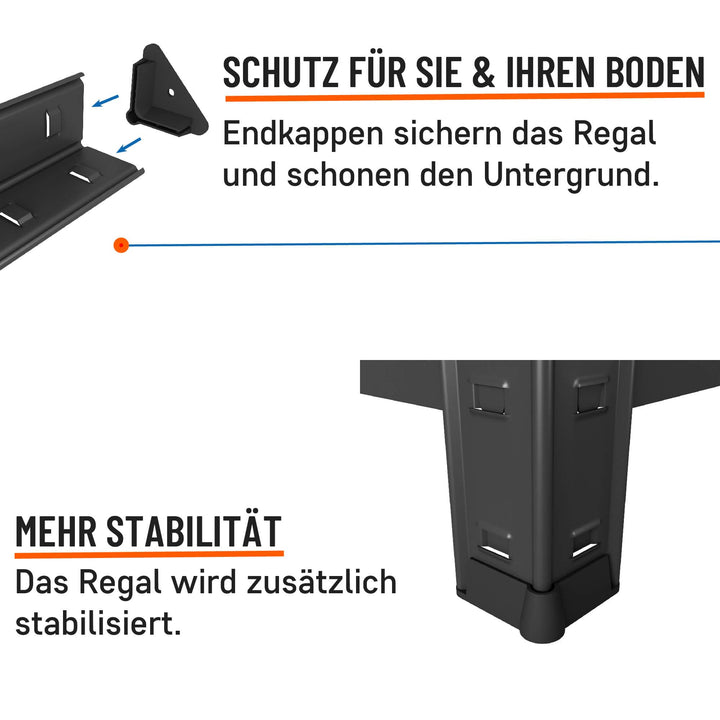 Schwerlastregal Metall 180x60x40 cm 5 MDF-Böden 875 kg Schwarz - Bild 6