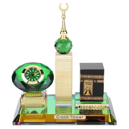 Kaaba Clock Tower Kristallfigur 3-in-1 Islamische Architektur Gold