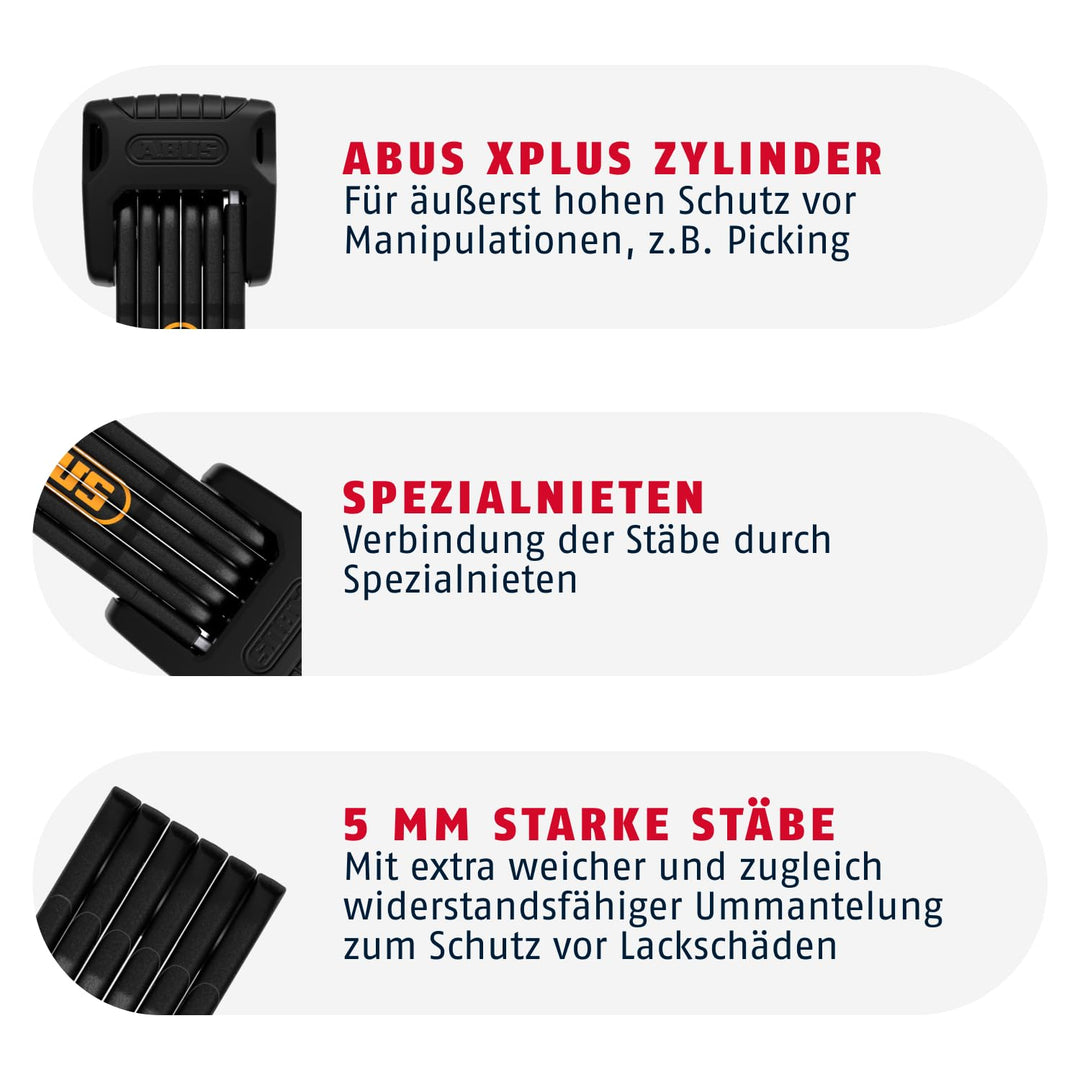 Faltschloss Fahrrad 90 cm XPlus-Zylinder Sicherheitslevel 10 - Bild 4
