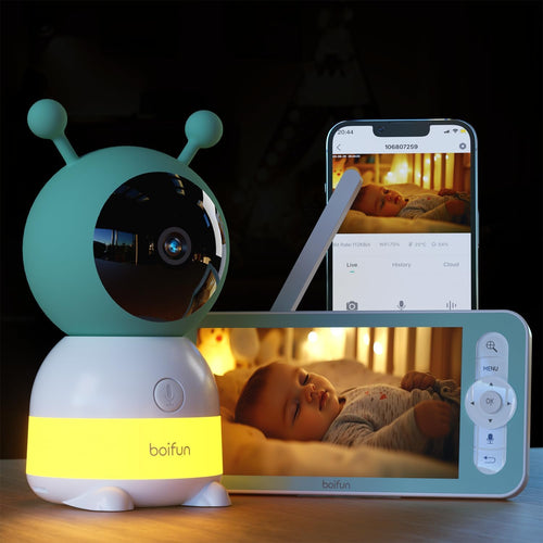 Babyphone mit Kamera 2K WLAN Nachtlicht 360° Schwenk App-Steuerung