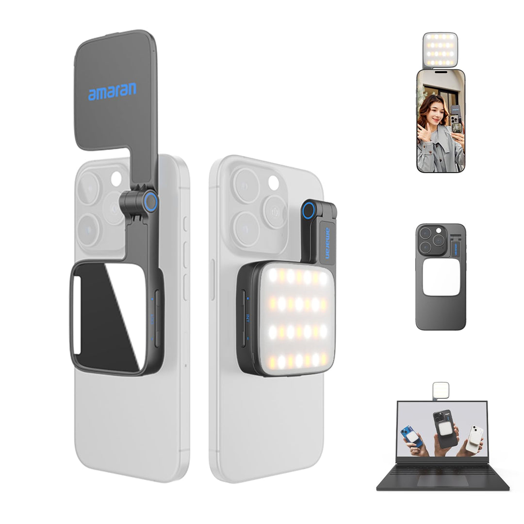 LED Videolicht magnetisch 2700K-6500K mit Spiegelfunktion 85g