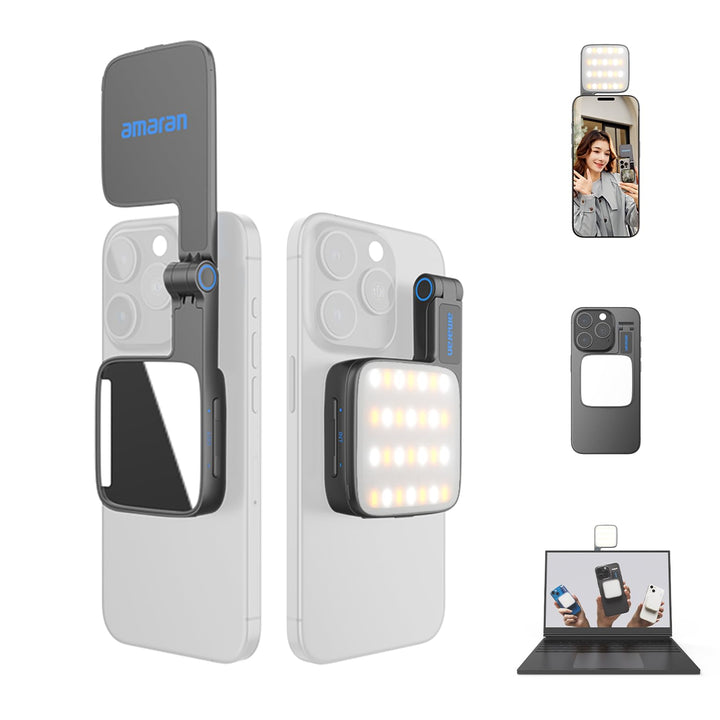 LED Videolicht magnetisch 2700K-6500K mit Spiegelfunktion 85g