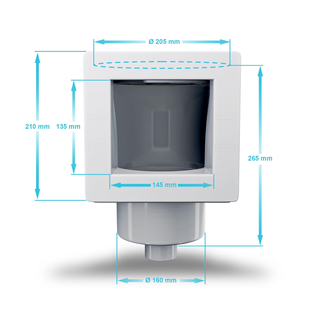 Einbauskimmer Set Stahlwandpool Weiss ABS mit Einlaufdüse Komplettset - Bild 5