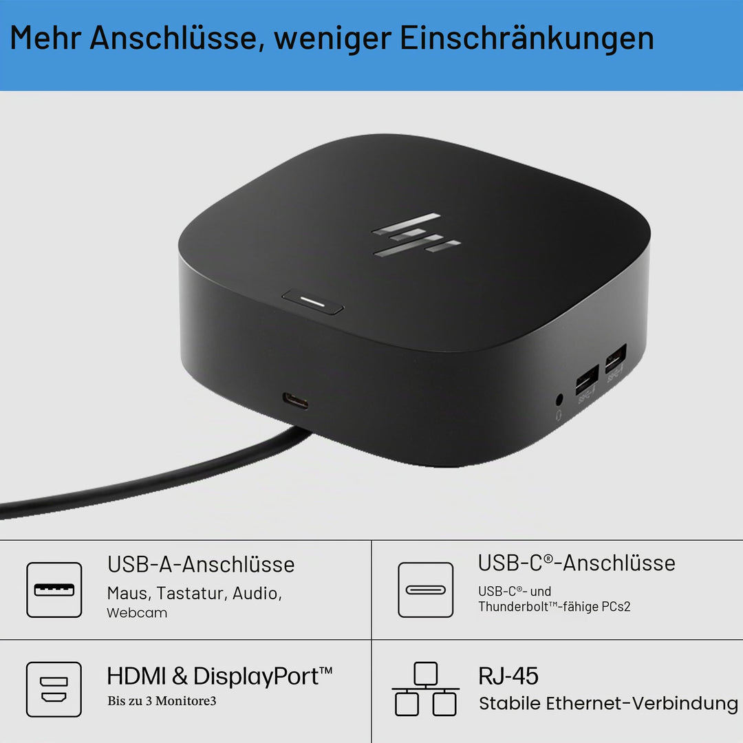USB-C Dockingstation 8-in-1 für Laptop mit 3 Displays, 12,7x12,7cm - Bild 2