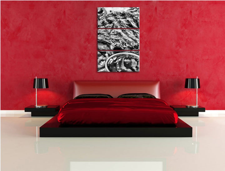 Leinwandbild Gegrilltes Steak 3-teilig Küchendeko 120x80 cm - Bild 3