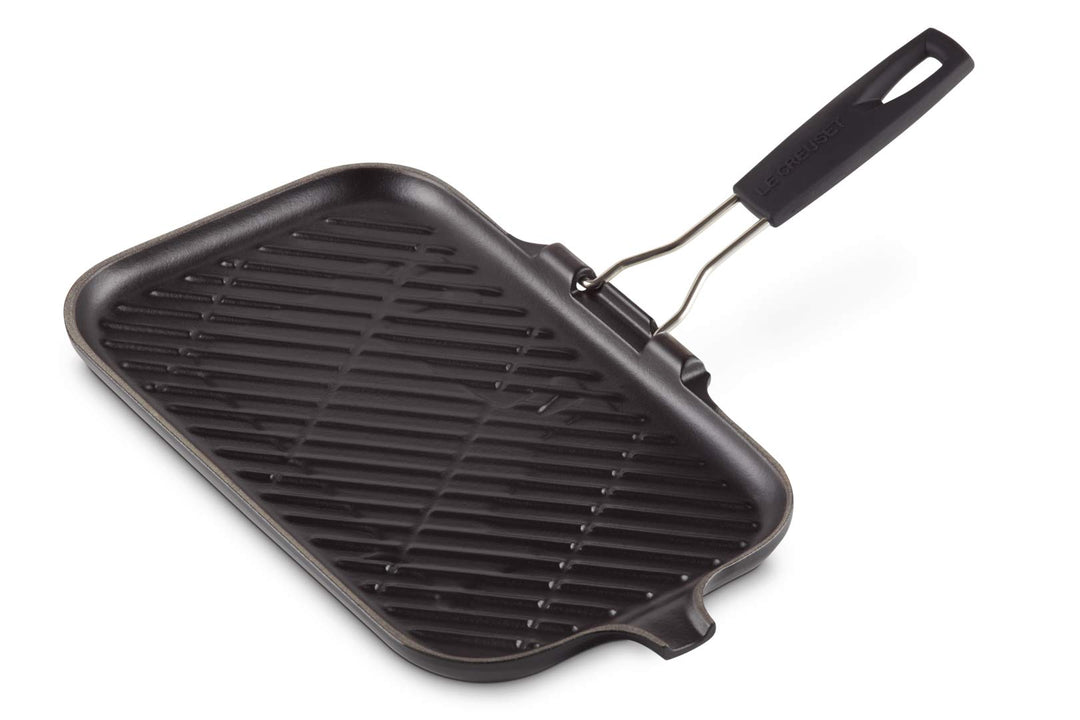 Gusseisen-Grillpfanne rechteckig mit Klappgriff, 59x36 cm