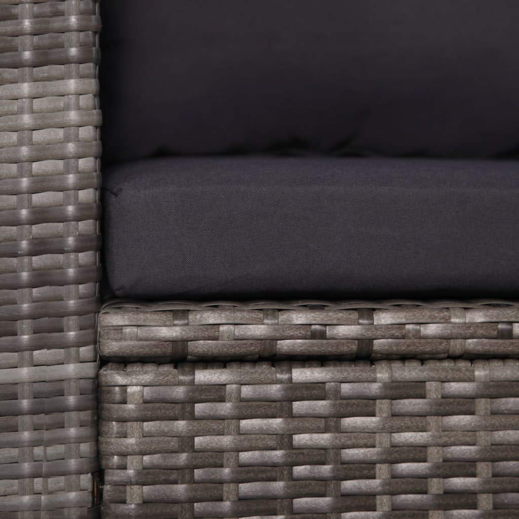 Poly-Rattan Gartensofa-Set 11-tlg. Grau mit Tisch und Kissen - Bild 5