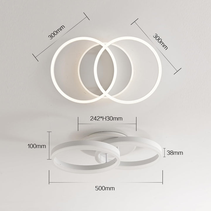 LED Deckenleuchte 2-Ring-Design 36W dimmbar mit Fernbedienung Weiss - Bild 7