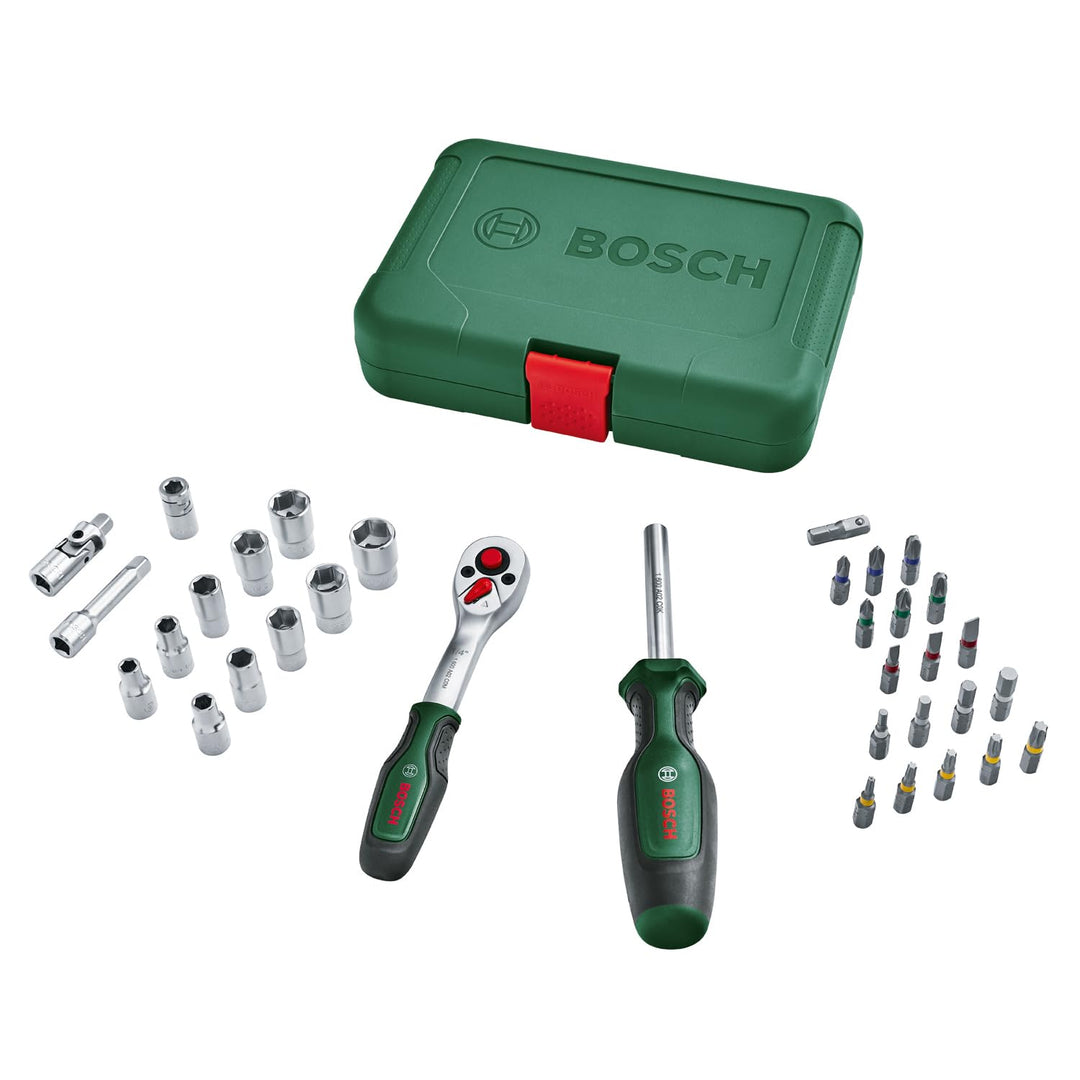Ratschen-Steckschlüsselsatz 1/4" 34-teilig mit Softgrip-Griff