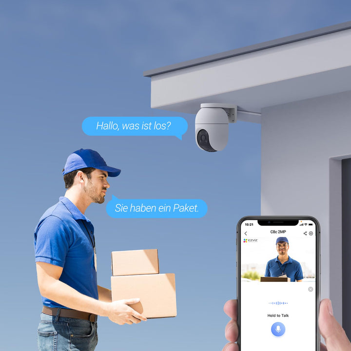 Outdoor WLAN IP Kamera 1080p 360° mit Farbnachtsicht 2er Set - Bild 7