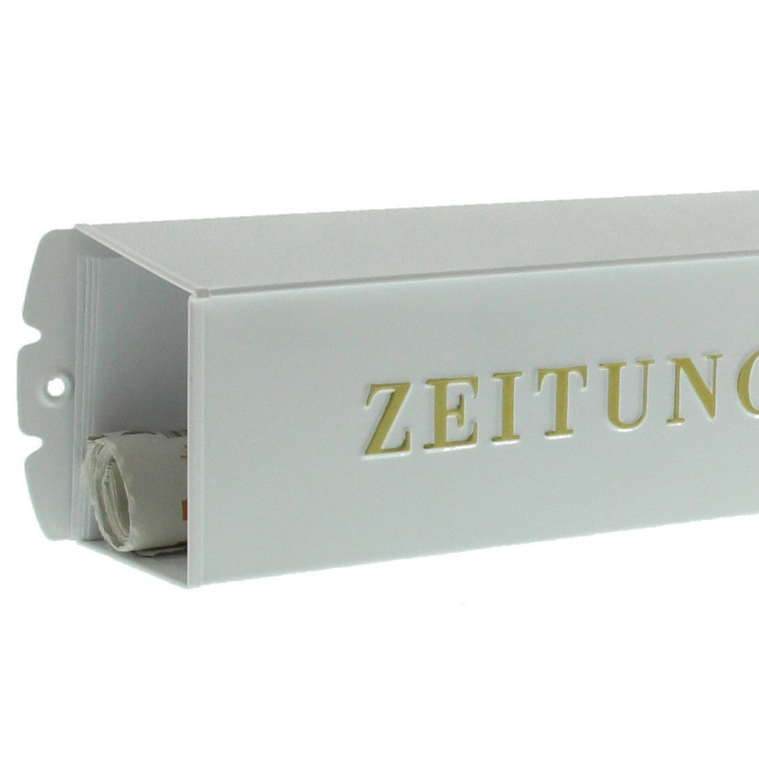 Zeitungsrolle Aussen verzinkter Stahl eckig 425mm Wandmontage weiss - Bild 4
