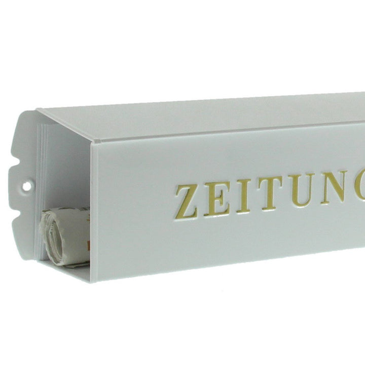Zeitungsrolle Aussen verzinkter Stahl eckig 425mm Wandmontage weiss - Bild 4