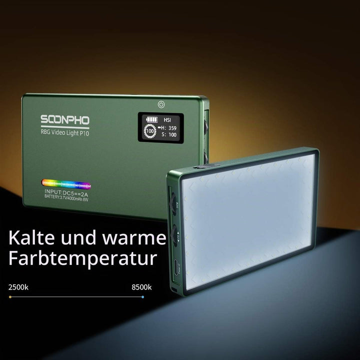 LED Videoleuchte RGB Aluminium 2500K-8500K dimmbar mit Akku - Bild 5