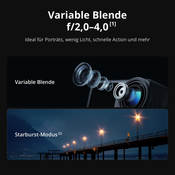 Action-Cam 8K 1/1.1-Zoll-Sensor variable Blende 2 Akkus Wasserdicht - Bild 6