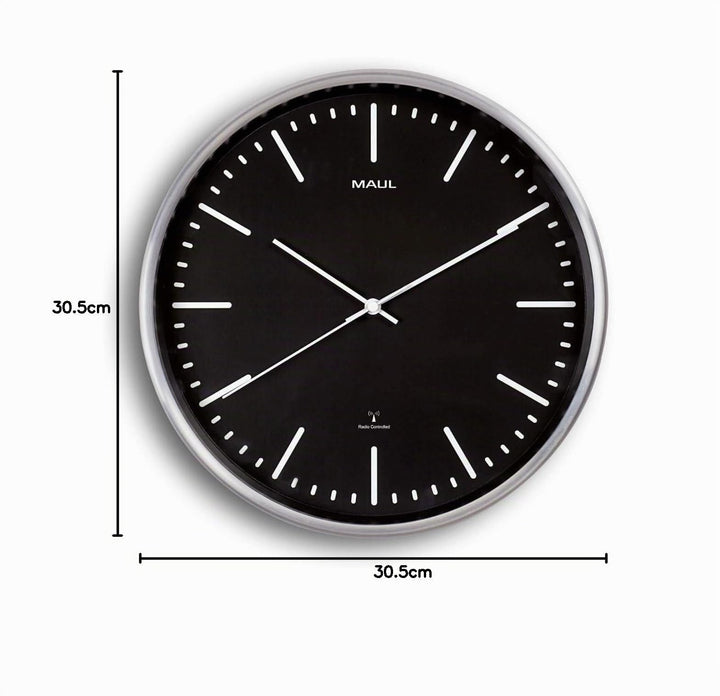 Funk-Wanduhr analog Ø 30,5 cm Alurahmen schwarz lautlos - Bild 6