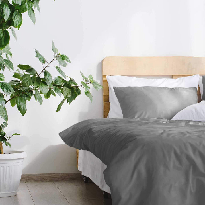 Mako-Satin Bettwäsche 4-teilig 135x200 cm Taupe Baumwolle - Bild 3