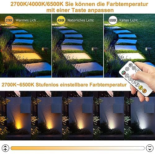 Solar Gartenleuchte 6er-Set mit Fernbedienung 650 Lumen IP66 - Bild 3