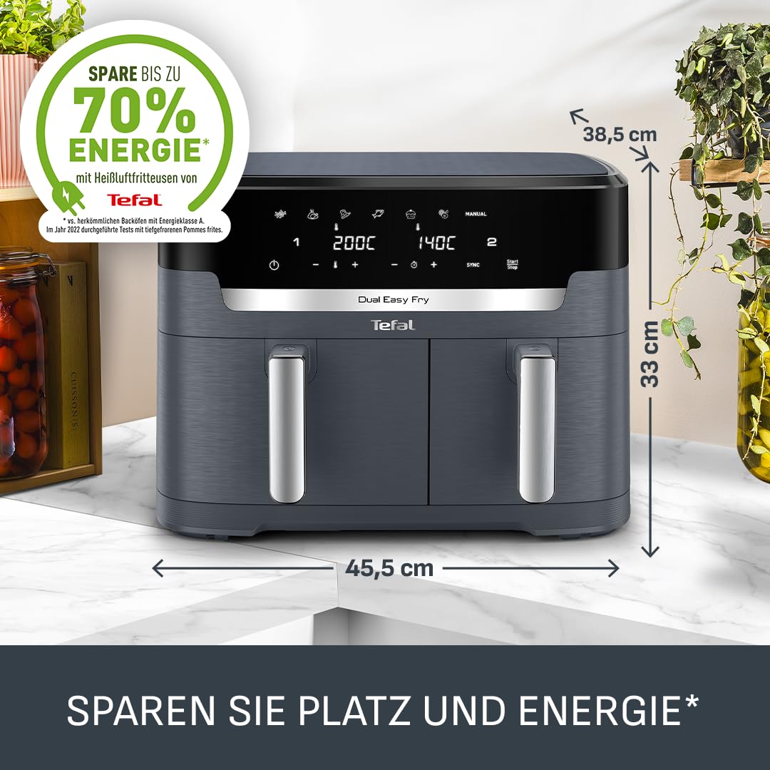 Heissluftfritteuse Doppelkammer 11 L für 8-10 Personen grau - Bild 8