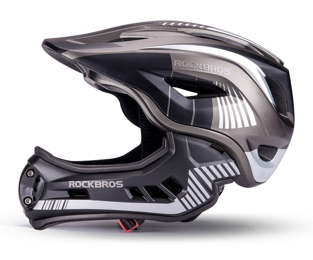Fullface Fahrradhelm Kinder 2-in-1 PC+EPS abnehmbarer Kinnschutz