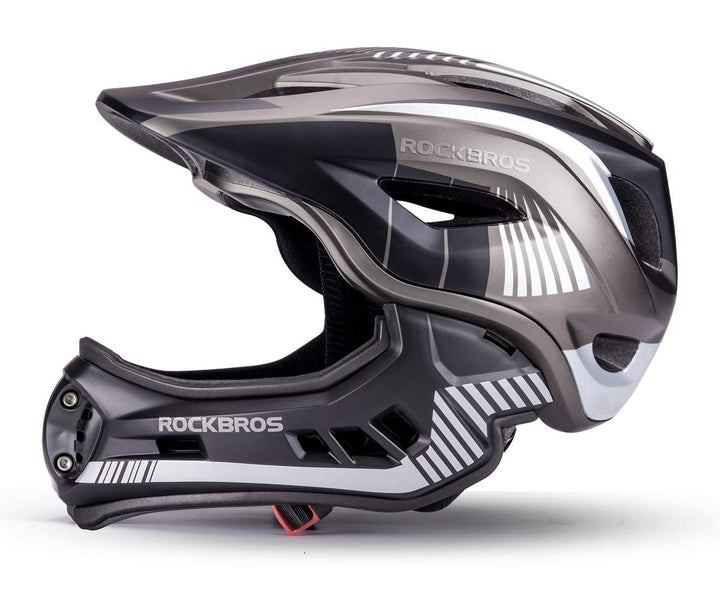 Fullface Fahrradhelm Kinder 2-in-1 PC+EPS abnehmbarer Kinnschutz