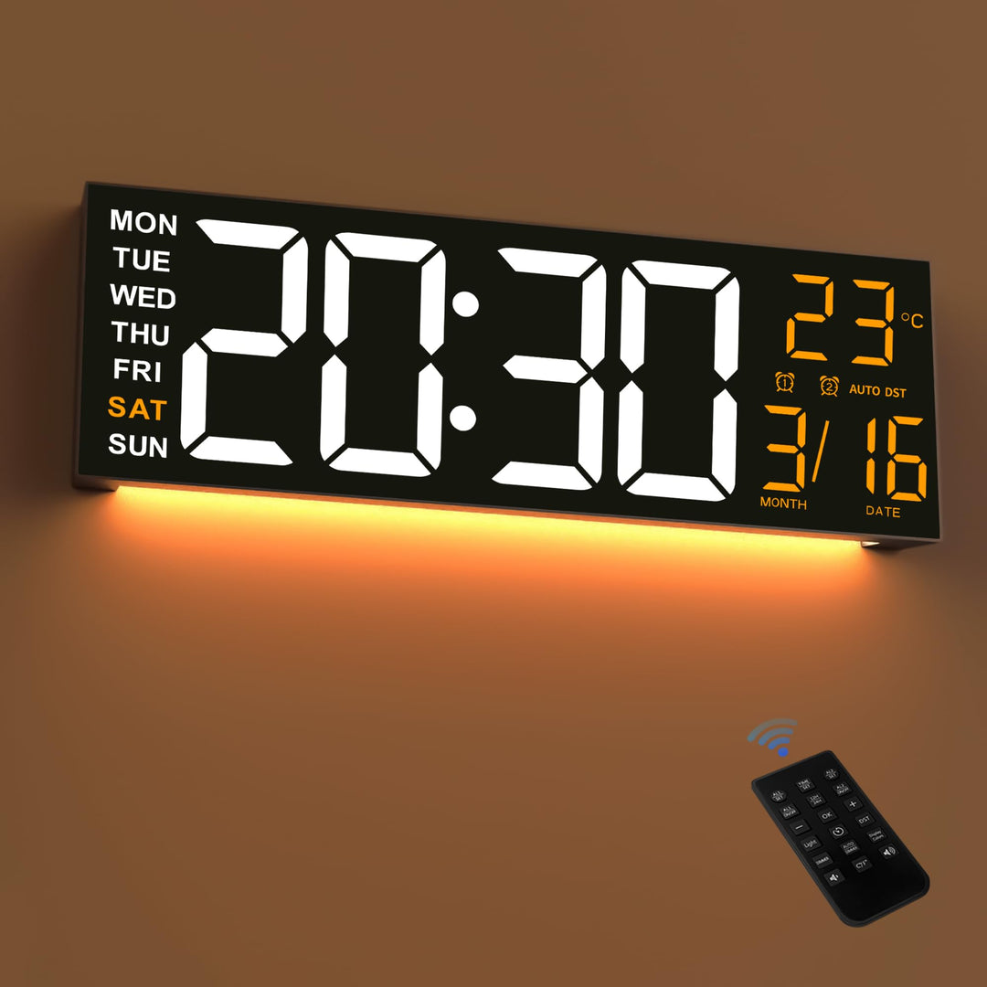 Digitale Wanduhr 16 Zoll RGB LED mit Fernbedienung und Dual-Alarm
