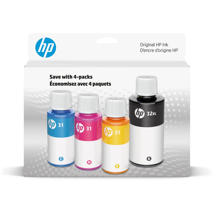 Tintenflaschen-Set 4-teilig Schwarz Cyan Magenta Gelb fuer Tintentank-Drucker