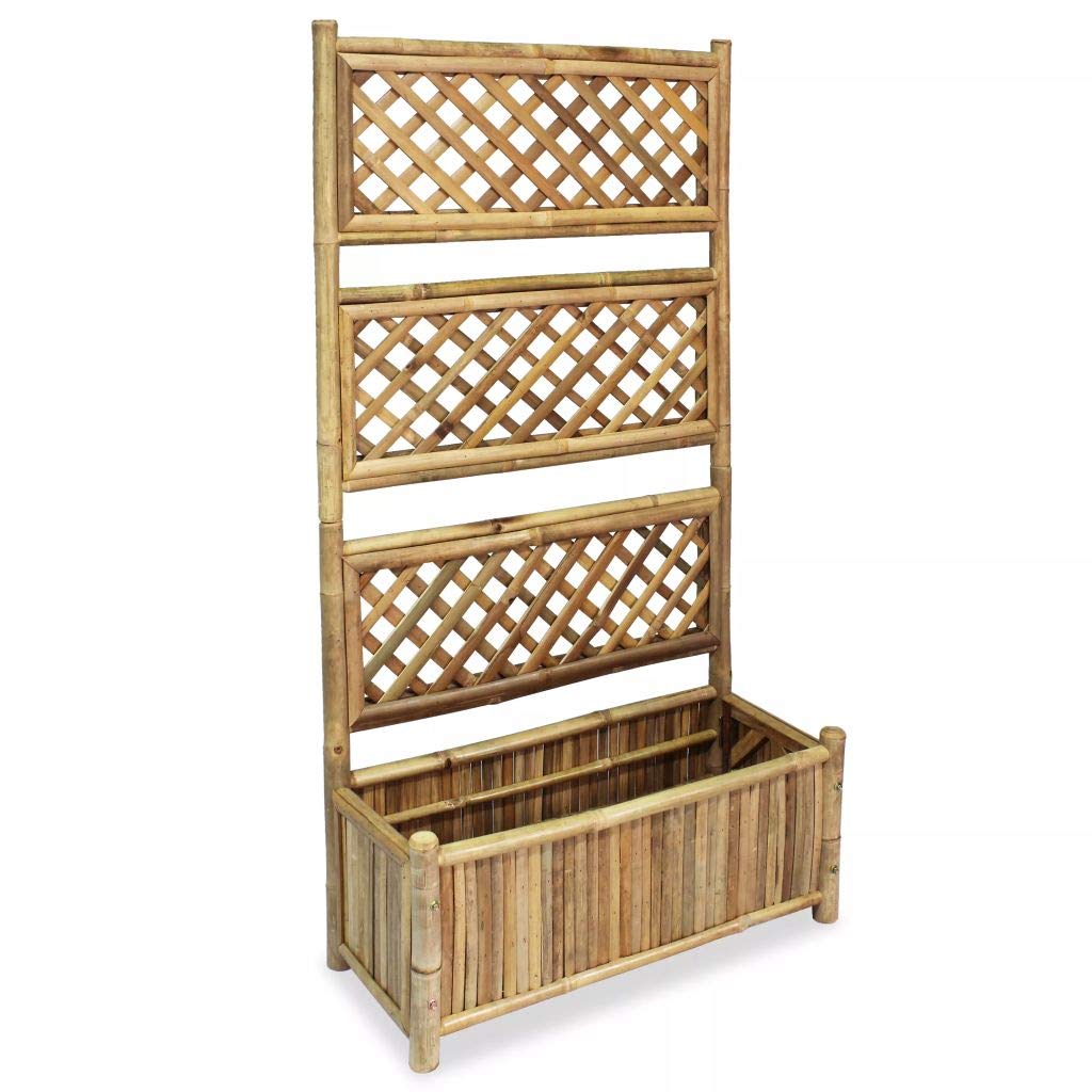 Pflanzkasten mit Bambus-Spalier 70x30x135 cm für Balkon und Garten