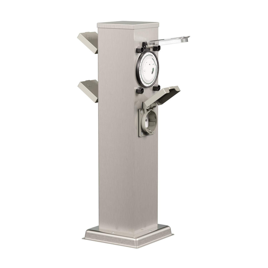 Steckdosensäule Garten Edelstahl 3-fach IP44 mit Zeitschaltuhr 40cm - Bild 2