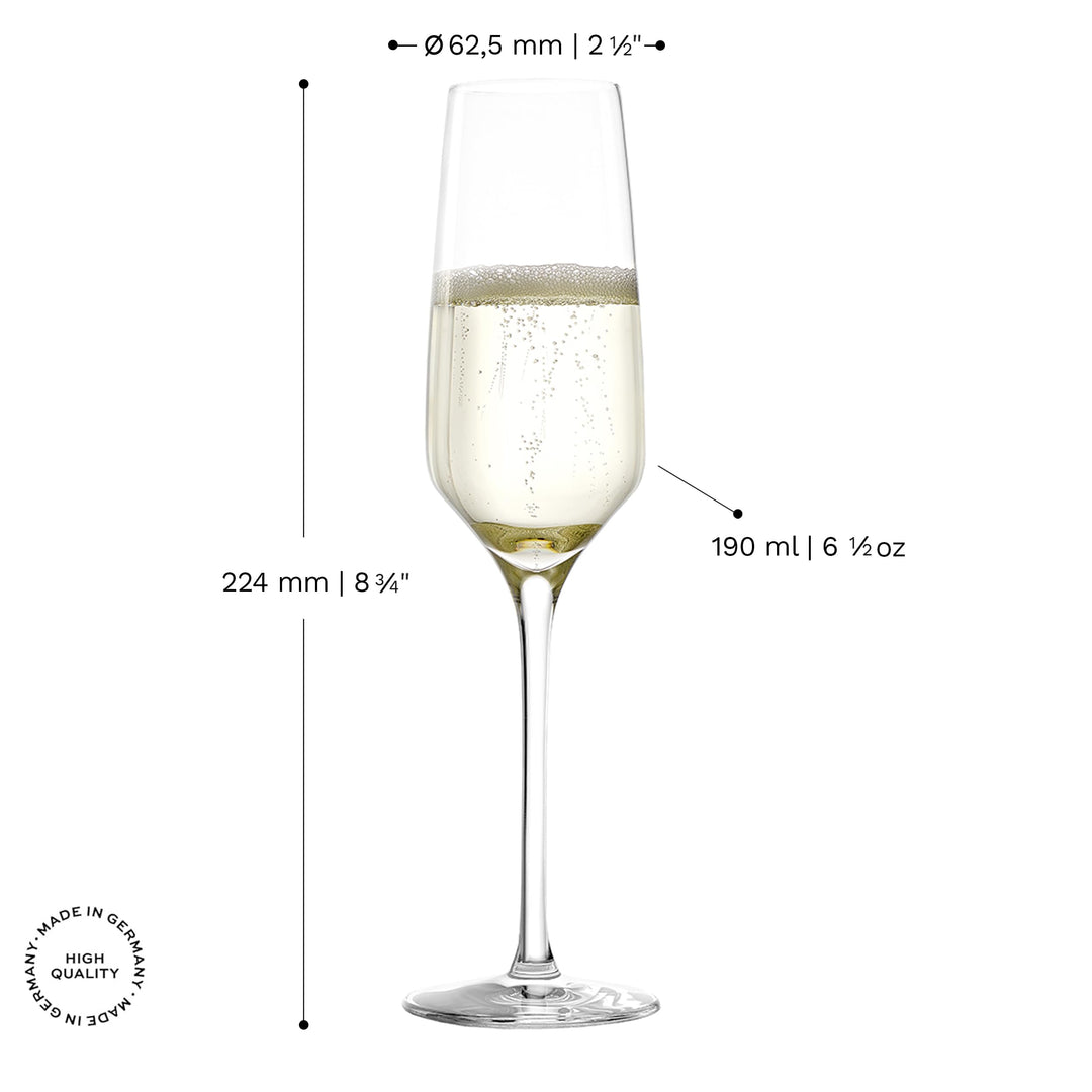 Sektgläser Kristallglas 190 ml 6er-Set für Champagner &amp; Prosecco - Bild 2
