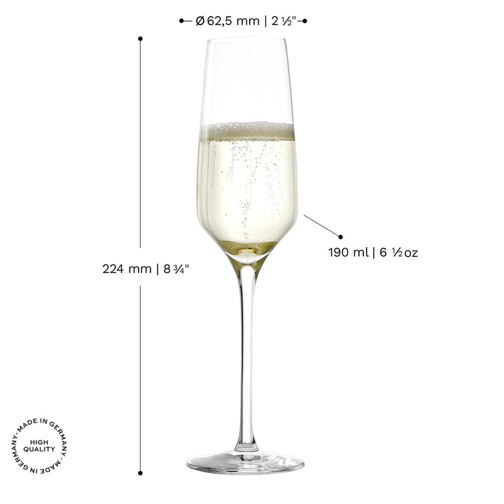 Sektgläser Kristallglas 190 ml 6er-Set für Champagner &amp; Prosecco - Bild 2