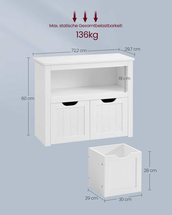 Kinderregal mit Rollboxen 72x60 cm Holz Weiss Spielzeugaufbewahrung - Bild 5