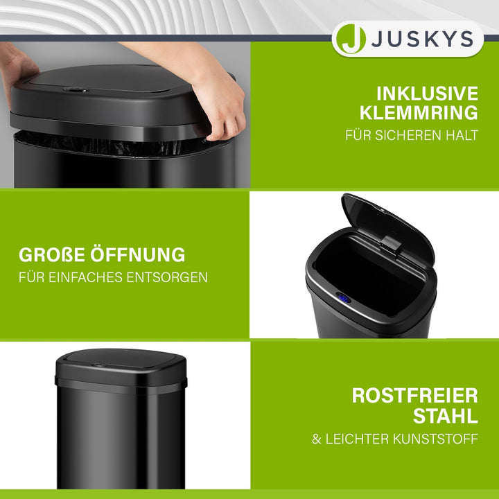 Sensor-Mülleimer Küche 60L Edelstahl Schwarz eckig kontaktlos - Bild 4