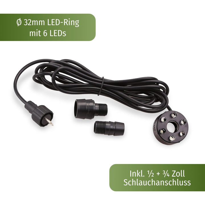 Springbrunnenpumpe Set 3 Ausgänge LED Beleuchtung 12V 1300 L/h - Bild 3