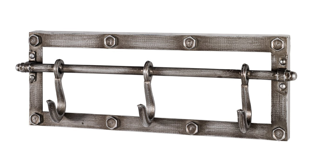 Garderobenleiste Metall Industrial mit 3 Haken, 43 cm, Anthrazit