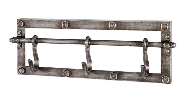 Garderobenleiste Metall Industrial mit 3 Haken, 43 cm, Anthrazit