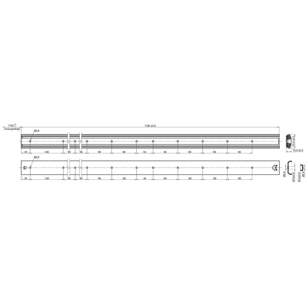 Vollauszug Schubladenführung Stahl 110 cm 80-100 kg 1 Paar - Bild 4