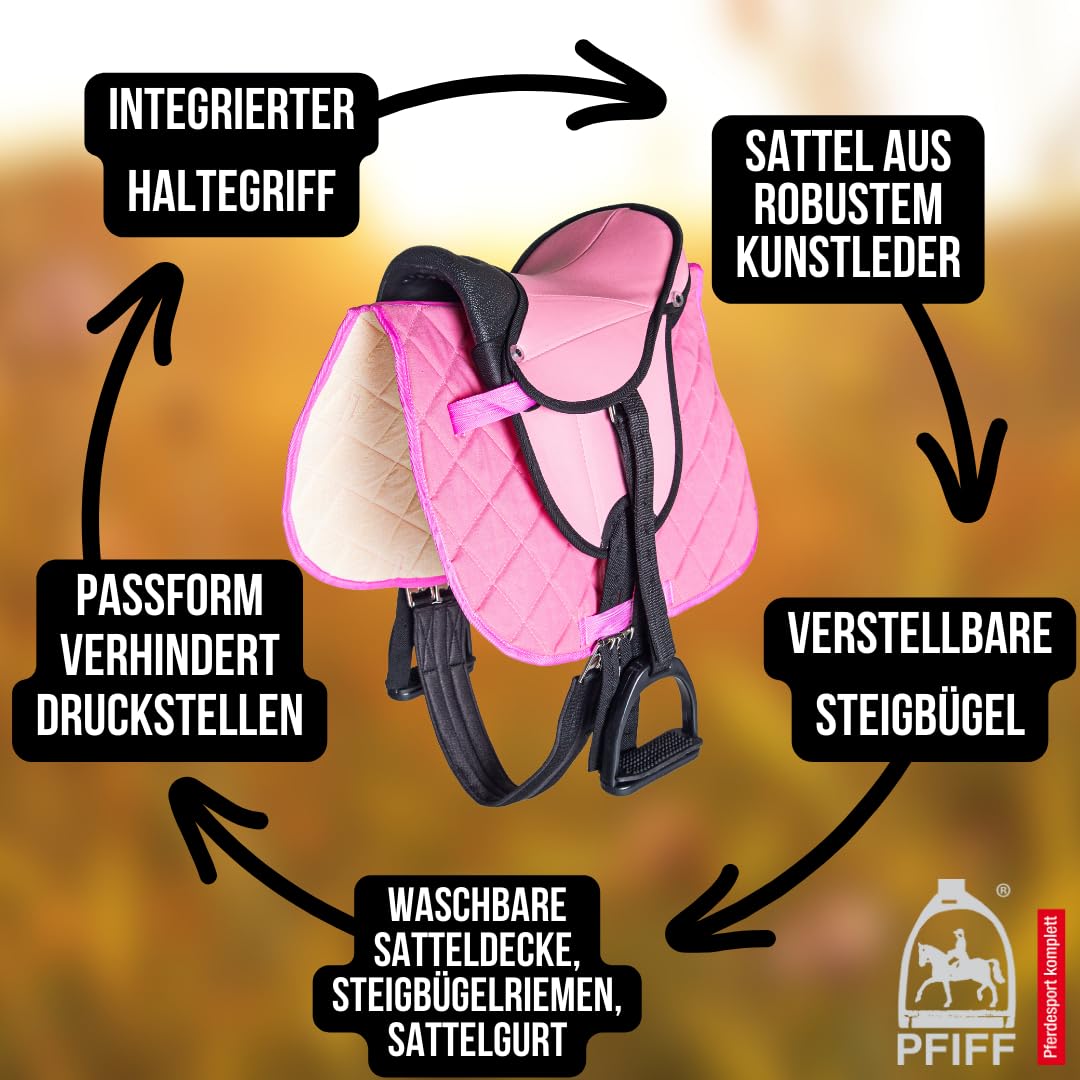 Kindersattelset für Shetty und Holzpferd rosa Komplettset - Bild 5