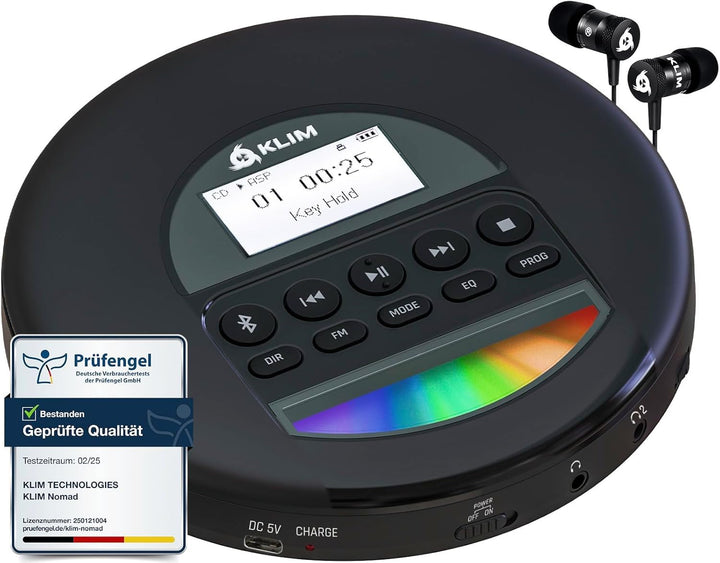 CD-Player Bluetooth tragbar mit FM-Radio und Kopfhörern