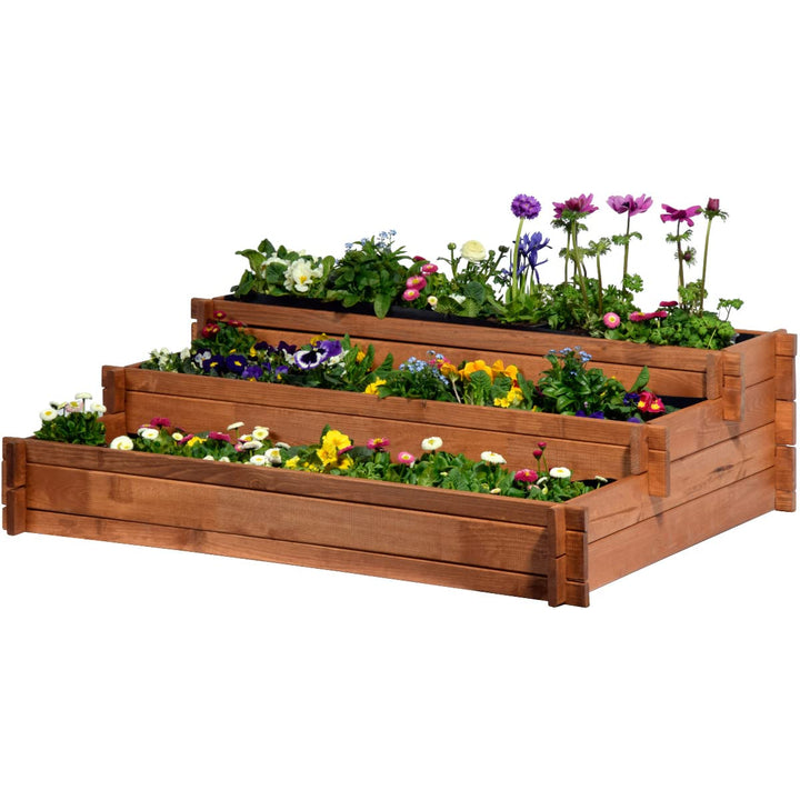 Hochbeet Pflanztreppe 3 Ebenen FSC-Kiefernholz 110x88x115 cm