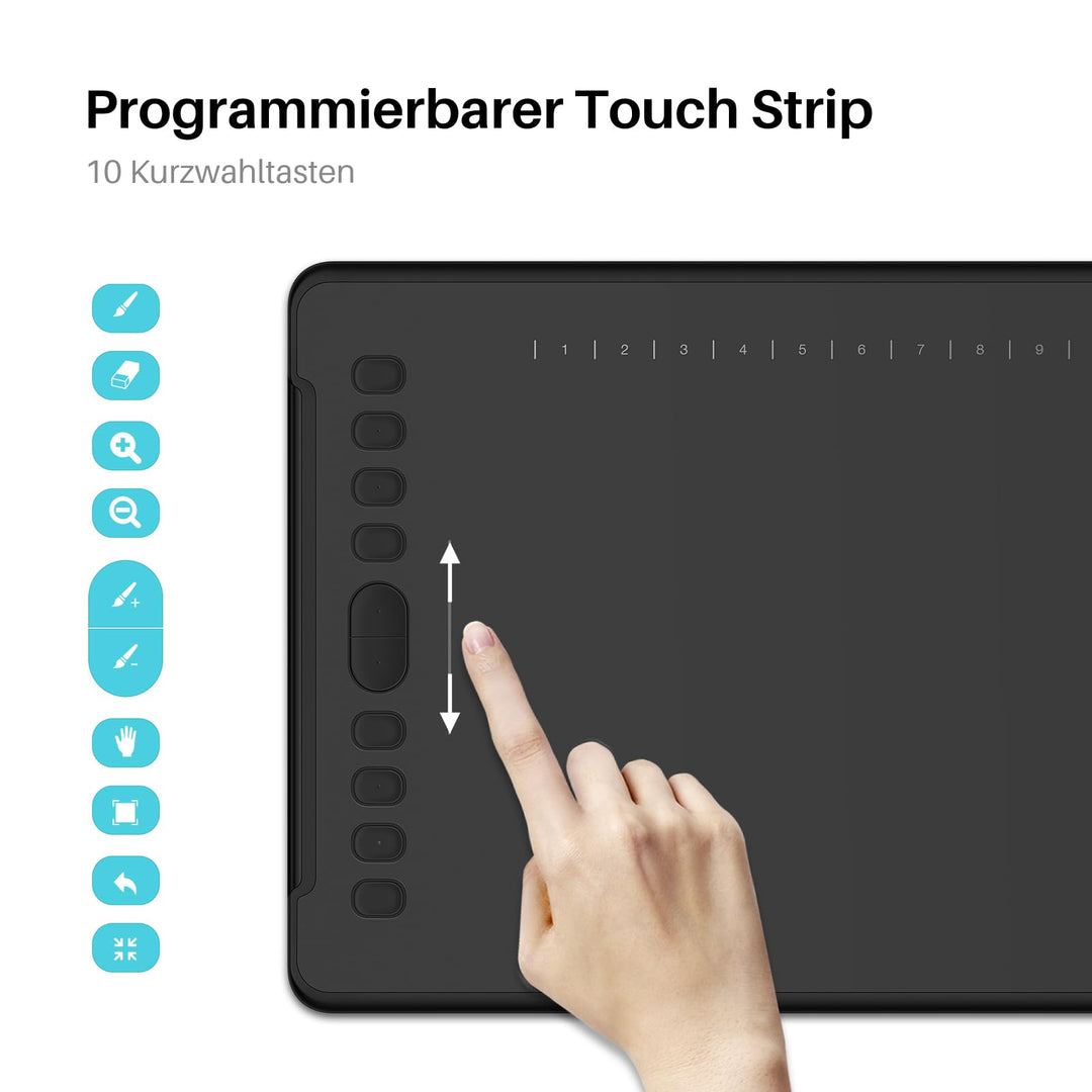 Grafiktablett 27,9 x 17,5 cm mit 10 Tasten und Touch Strip - Bild 2