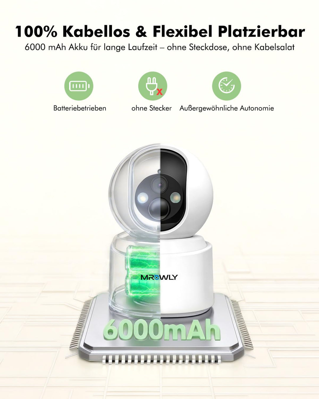 Überwachungskamera Innen Akku 2.5K/4MP 360° Farbnachtsicht - Bild 2