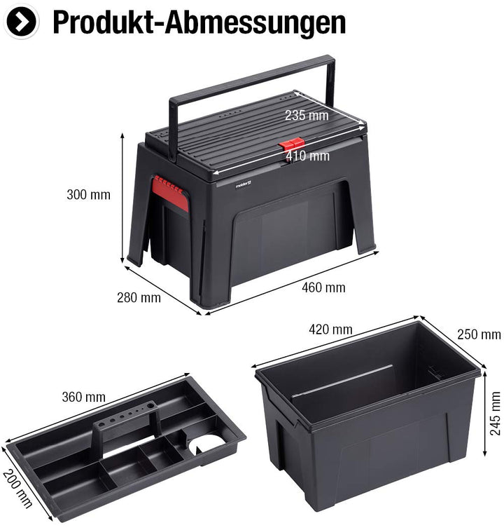 Tritthocker 3-in-1 mit Werkzeugkiste und Einsatz 150 kg PP - Bild 3
