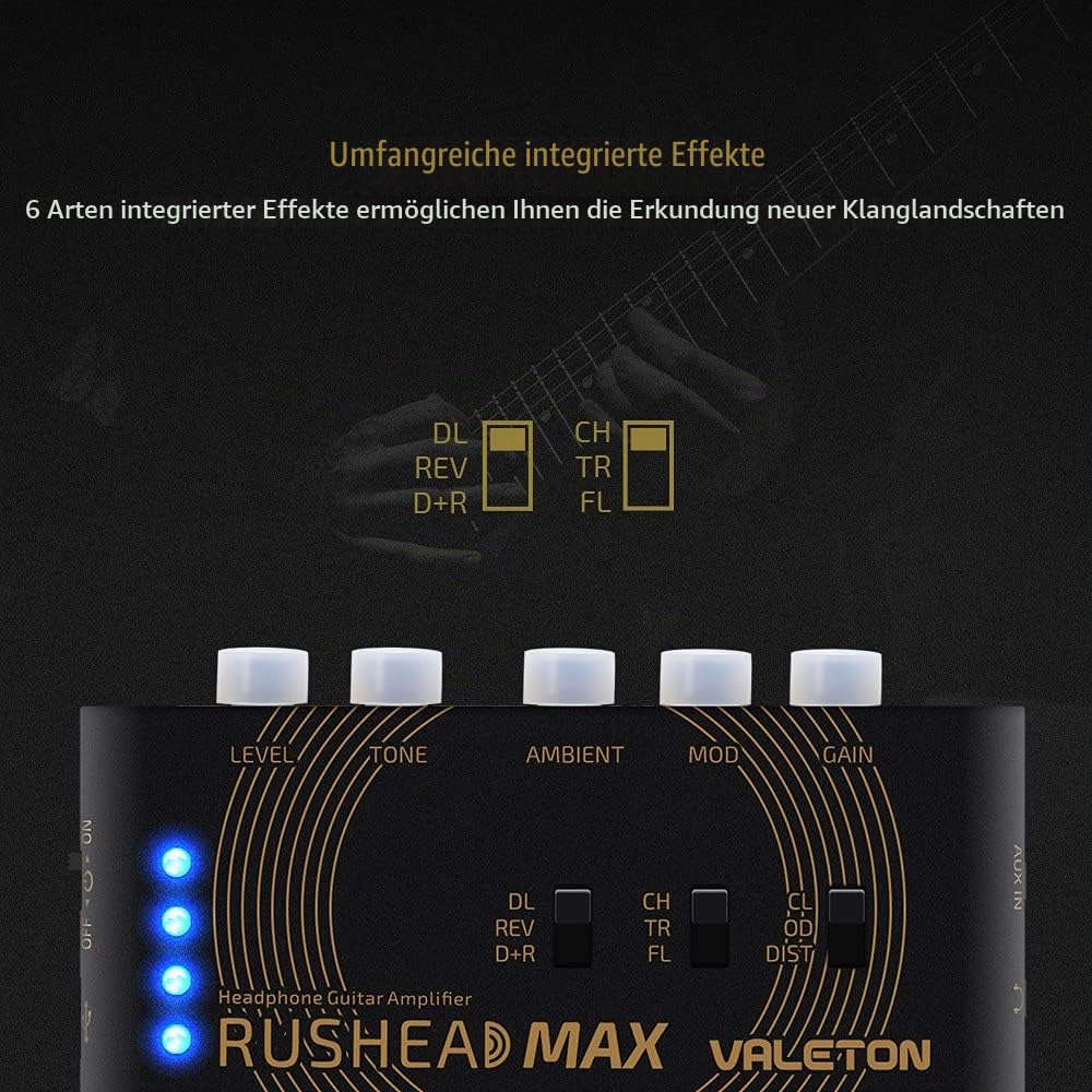 Gitarren-Kopfhörerverstärker mit Multieffekten USB-aufladbar 5h - Bild 3