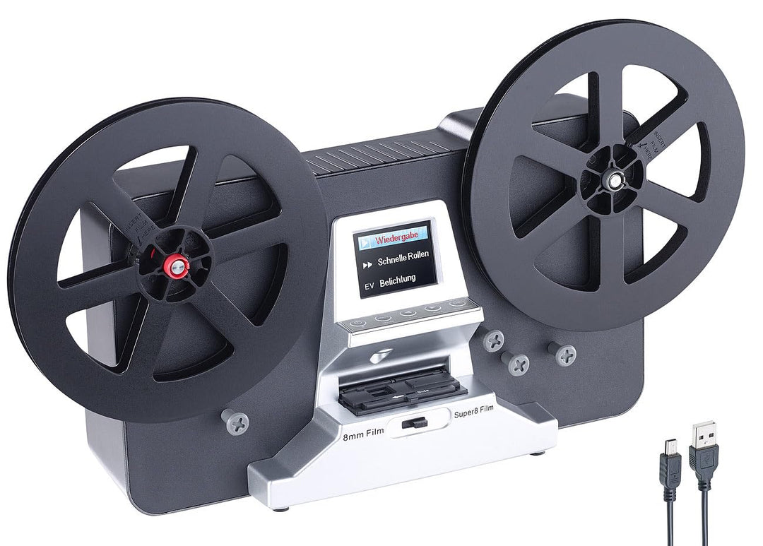 Filmscanner Super 8 &amp; 8mm HD mit SD-Karte, bis 7"-Rollen
