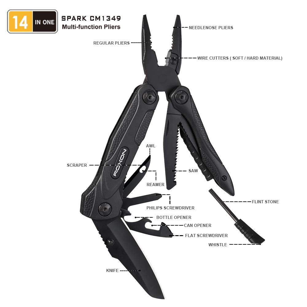 Multitool 14-in-1 Outdoor mit Zange, Säge, Messer und Feuerstein - Bild 3