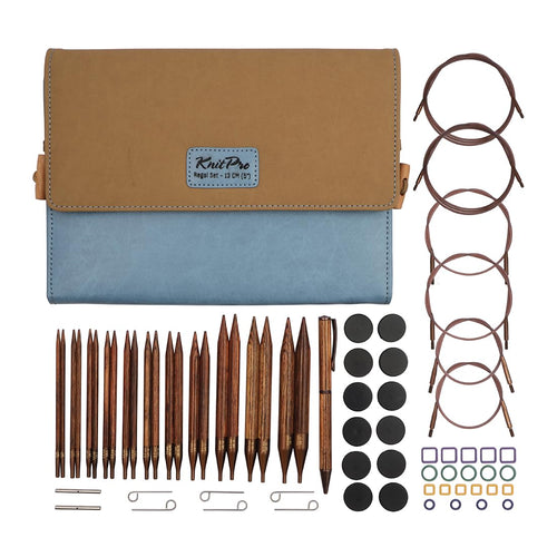Stricknadeln-Set austauschbar Birkenholz 11 Grössen 3.5–12mm
