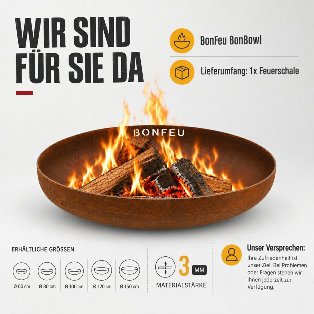 Feuerschale Cortenstahl 60 cm rund für Garten und Terrasse - Bild 8