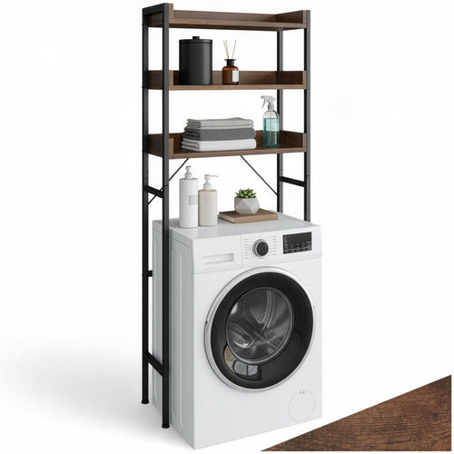 Badregal Industrial 3 Ablagen Metall-Holz Überbauregal 67x25x165 cm