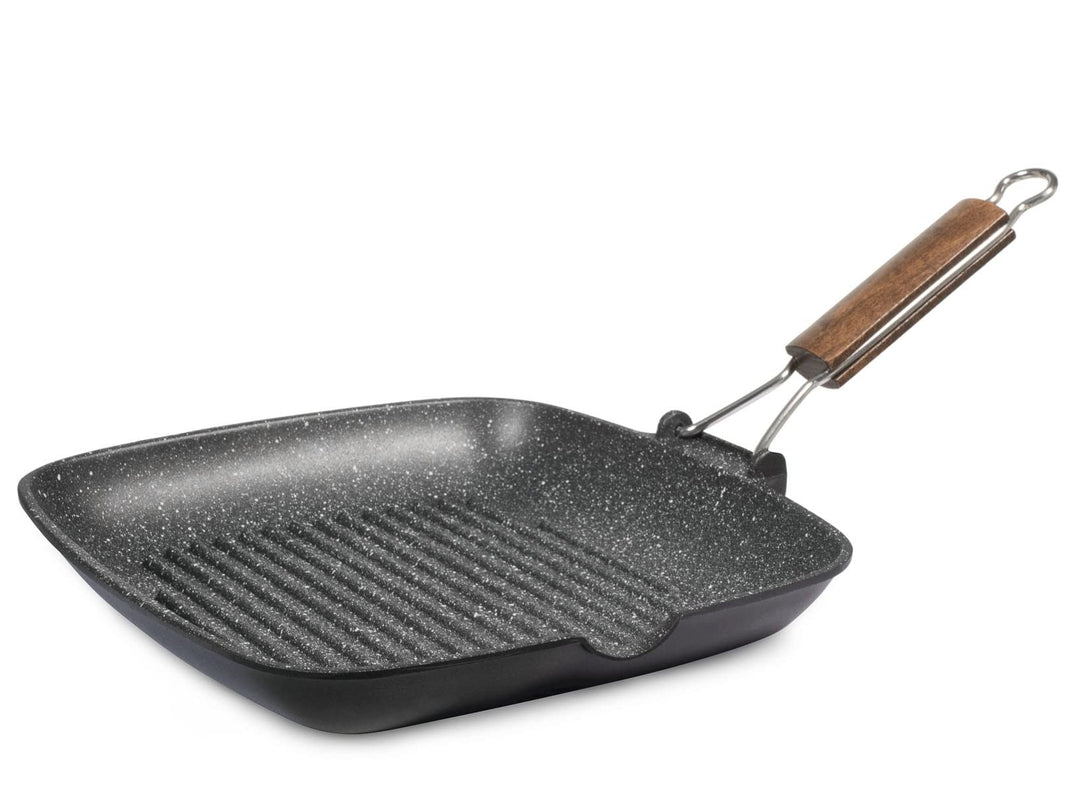 Antihaft-Grillpfanne Stein quadratisch 28x28 cm klappbarer Griff - Bild 4