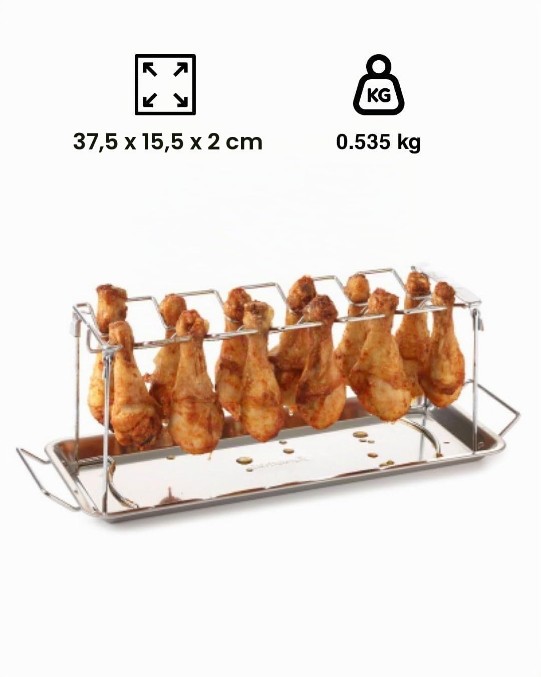 Hähnchenschenkel-Halter Edelstahl für 12 Schenkel mit Auffangschale - Bild 4